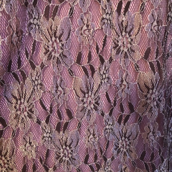 Pink Halter Dress w/ Dark Brown Lace Overlay - Picture 4 of 8